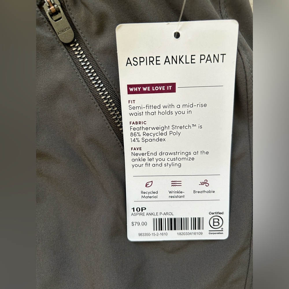 NWT Athleta Aspire Ankle Pant 10P - Picture 2 of 11